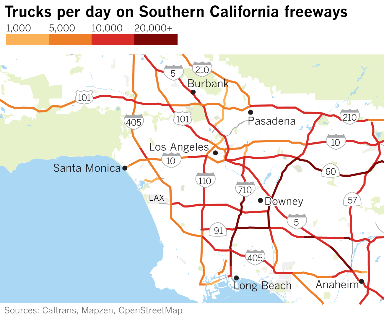 trucks per day on southern california freeways